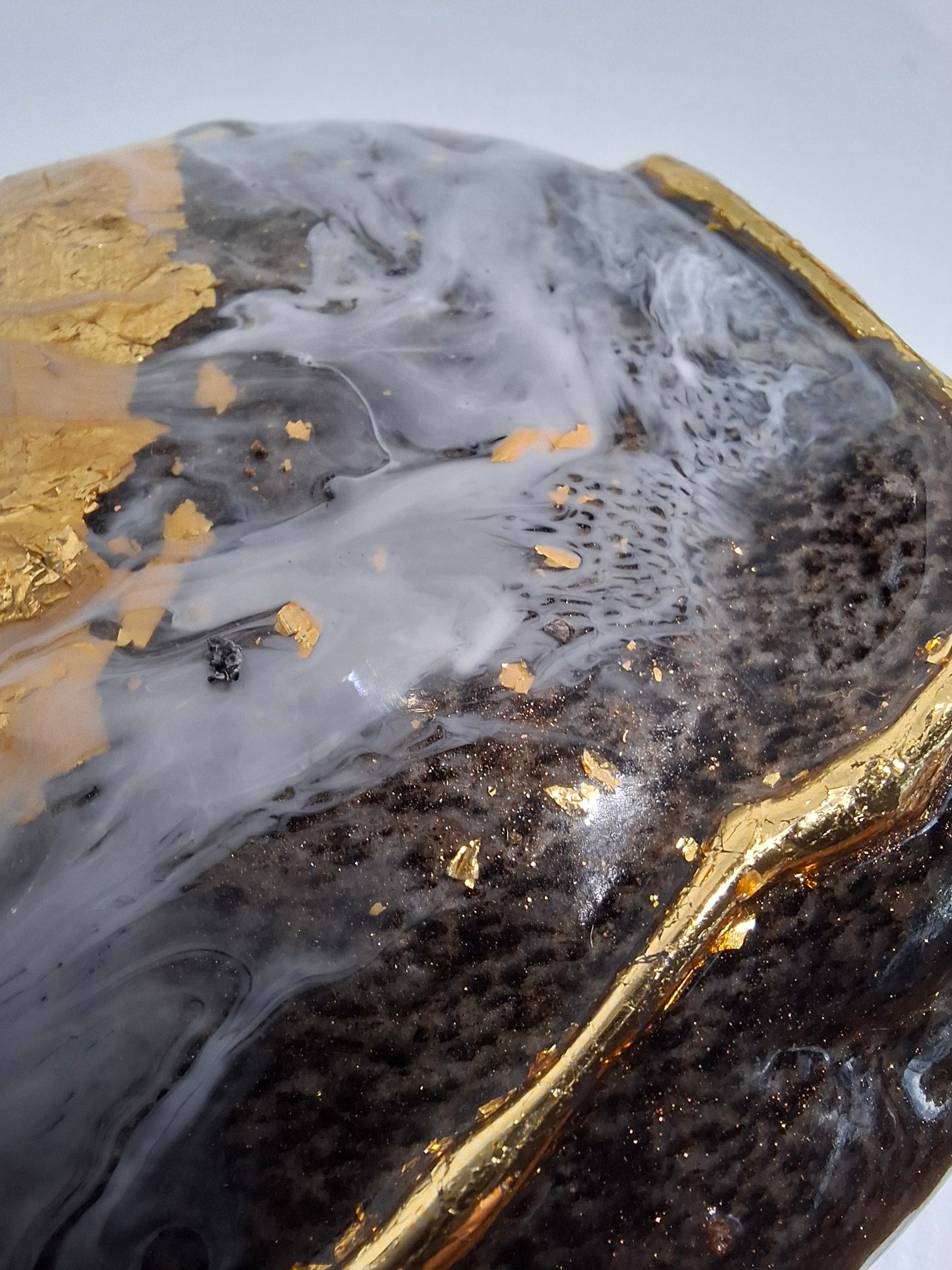 Resin Crystal Rocks; small, gold & white collection