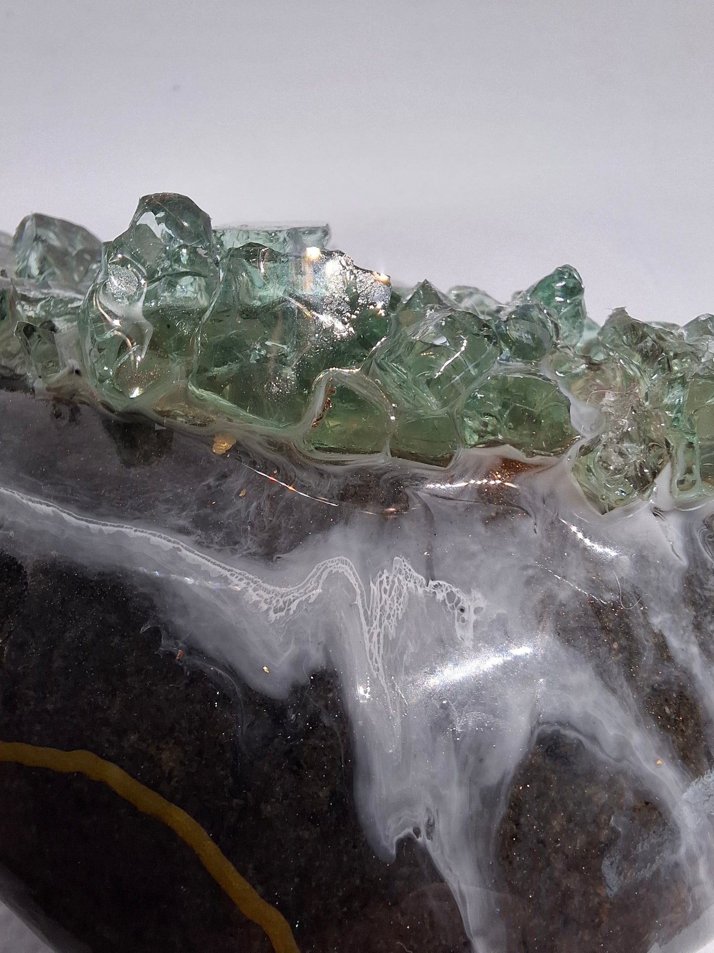Resin Crystal Rocks; small, gold & white collection